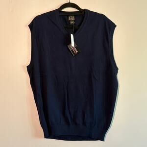 NWT Jos A, Banks, Navy Pima Cotton sweater vest, Men's XL